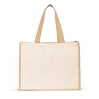 HELSINQUE. Torba płócienna (320 g/m²), z dnem i bokami z laminowanej juty (350 g/m²) w naturalnych odcieniach