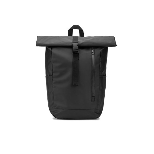 OSASCO BPACK. Plecak typu roll top z zamkiem błyskawicznym, który umożliwia zwinięcie górnej części w celu dopasowania do objętości plecaka, wykonany z poliestru 600D z recyklingu