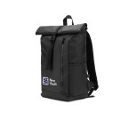 OSASCO BPACK. Plecak typu roll top z zamkiem błyskawicznym, który umożliwia zwinięcie górnej części w celu dopasowania do objętości plecaka, wykonany z poliestru 600D z recyklingu
