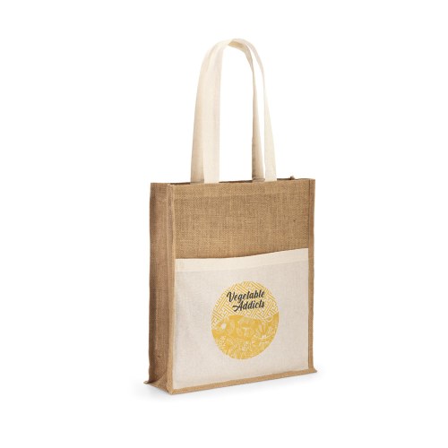 BRAGA. Jutowa torba(240 g/m²) z kieszenią ze 100% bawełny (140 g/m²)