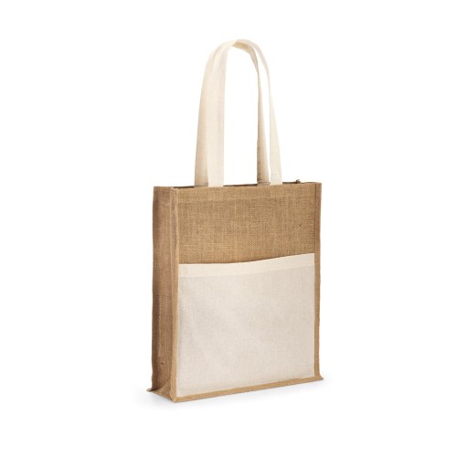 BRAGA. Jutowa torba(240 g/m²) z kieszenią ze 100% bawełny (140 g/m²)