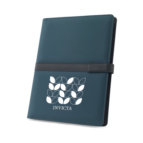 SANDERSON FOLDER. Teczka A4 z PU (50% z recyklingu) z magnetycznym zamknięciem i notatnikiem ze stronami w linie