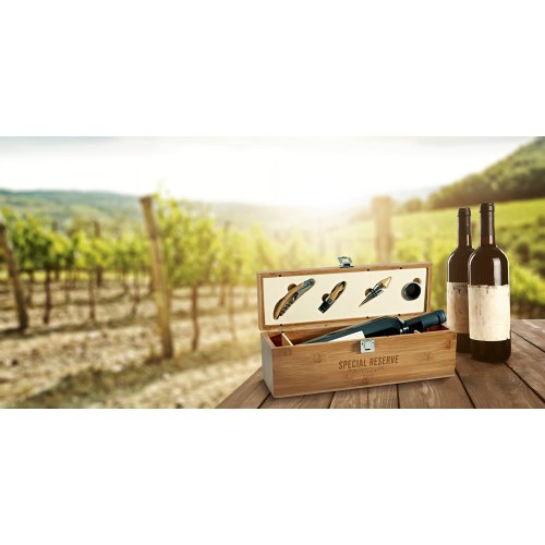 SYRAH. Zestaw do wina wykonany z bambusa, ABS i stali nierdzewnej