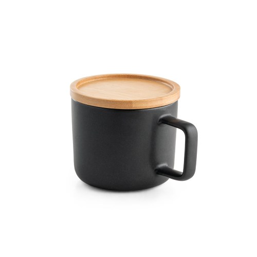 FANGIO. Kubek ceramiczny z bambusową podstawą i pokrywką 220 mL