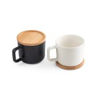 FANGIO. Kubek ceramiczny z bambusową podstawą i pokrywką 220 mL
