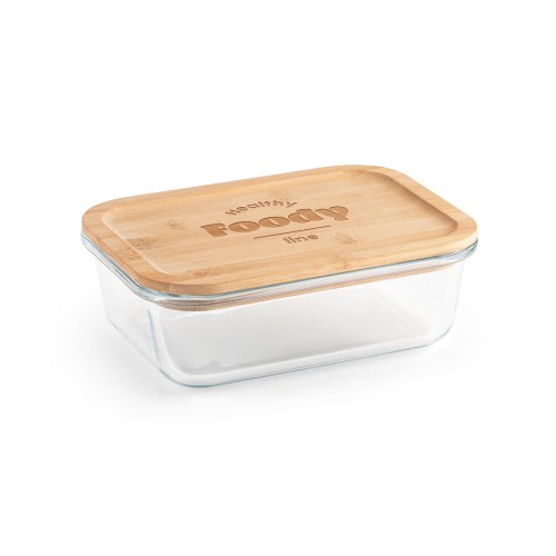 PORTOBELLO. Lunch Box. Hermetyczne pudełko ze szkła borokrzemowego z bambusową pokrywką 1000 ml