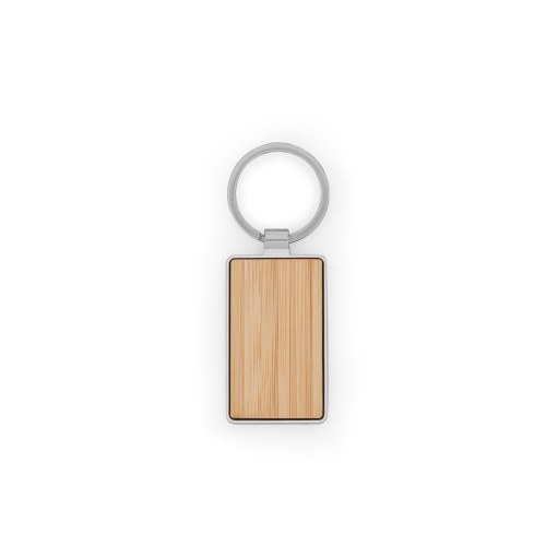 GASTON RECTANGULAR. Prostokątny brelok z żelaza z cynku i bambusa