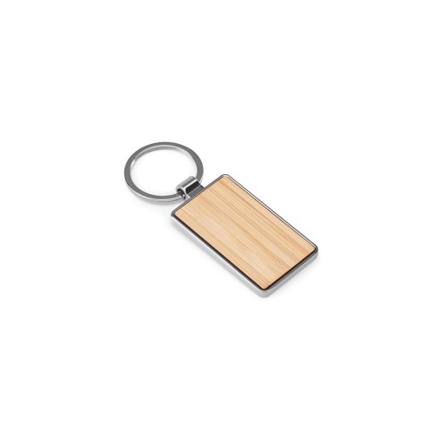 GASTON RECTANGULAR. Prostokątny brelok z żelaza z cynku i bambusa