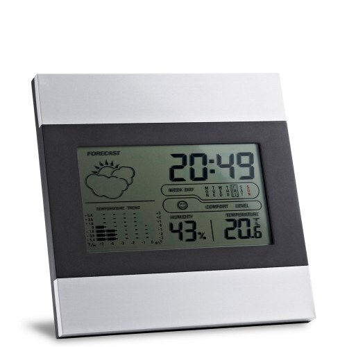 DENE. Biurkowa stacja pogodowa z ekranem LCD z aluminium i ABS