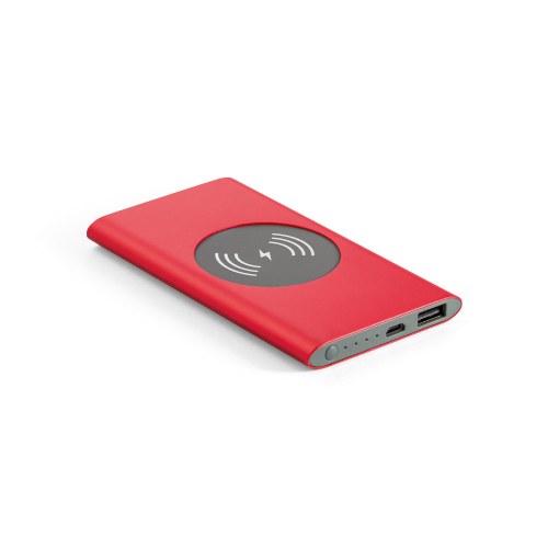 CASSINI. Power bank 4.000 mAh z bezprzewodową ładowarką 5W z aluminium pochodzącego z recyklingu (100% rAL)