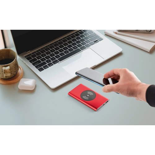 CASSINI. Power bank 4.000 mAh z bezprzewodową ładowarką 5W z aluminium pochodzącego z recyklingu (100% rAL)