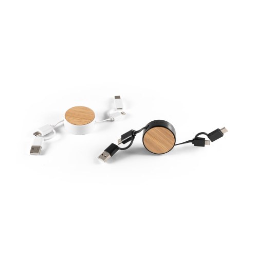 RUBINS. Zwijany kabel USB 6 w 1 z ABS pochodzącego z recyklingu (100% rABS) i bambusa