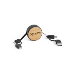 RUBINS. Zwijany kabel USB 6 w 1 z ABS pochodzącego z recyklingu (100% rABS) i bambusa
