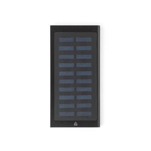 CLERK. Power bank 8 000 mAh z panelem słonecznym z aluminium pochodzącego w 100% z recyklingu