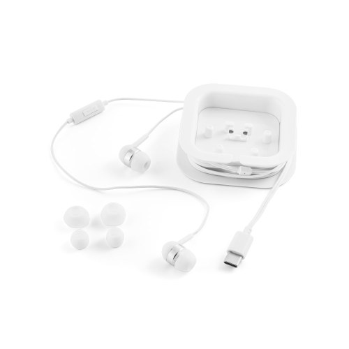 PRESLEY. Słuchawki douszne z 1.2-metrowym kablem USB-C i wbudowanym mikrofonem ABS