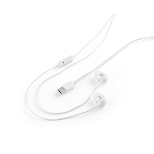 PRESLEY. Słuchawki douszne z 1.2-metrowym kablem USB-C i wbudowanym mikrofonem ABS