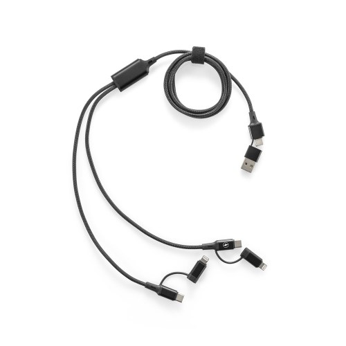 BERTOZZI. Super szybki kabel USB 6 w 1 wykonany z aluminium pochodzącego z recyklingu (20%) i PET pochodzącego z recyklingu (4%)