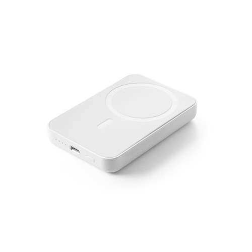 AMPERE 5. Magnetyczny power bank 5 000 mAh z superszybką ładowarką bezprzewodową 15 W wykonany w ABS pochodzącego z recyklingu (100% rABS)