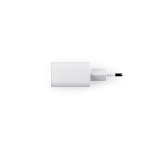 WEGENER. Zasilacz z portem USB-A 18W i USB-C 20W wykonany w ABS pochodzącego z recyklingu (100% rABS)