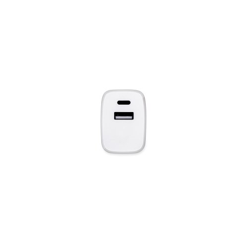 WEGENER. Zasilacz z portem USB-A 18W i USB-C 20W wykonany w ABS pochodzącego z recyklingu (100% rABS)