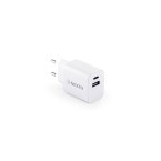 WEGENER. Zasilacz z portem USB-A 18W i USB-C 20W wykonany w ABS pochodzącego z recyklingu (100% rABS)