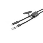 ZEWAIL. Smycz z dołączonym uchwytem na smartfona, kablem USB-C i różnymi adapterami z recyklingowanego ABS i recyklingowanego TPE