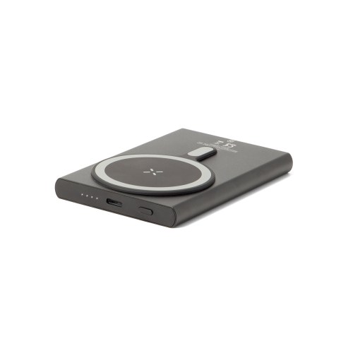 WRIGHT 5. Magnetyczny powerbank z superszybkim ładowaniem z recyklingowanego aluminium i recyklingowanego ABS o pojemności 5000 mAh
