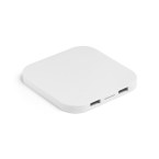 CAROLINE. Ładowarka bezprzewodowa Superfast 15W z 2 portami USB-A w ABS pochodzącego z recyklingu (60% rABS)
