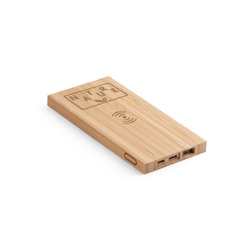 FITCH. Power bank 5.000 mAh z bezprzewodową ładowarką 5W z bambusową