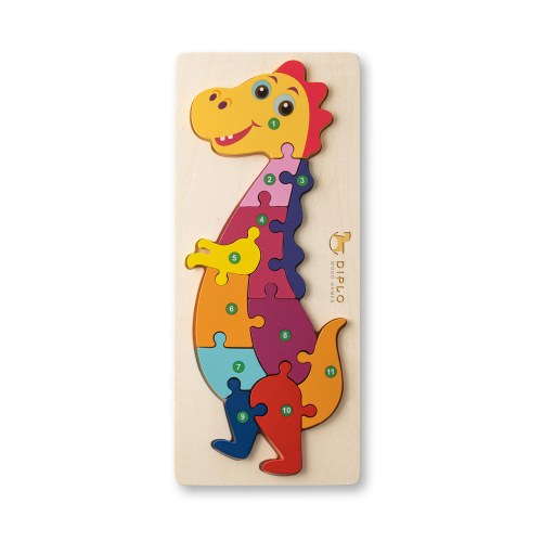 DIPLODOCO. Puzzle w kształcie dinozaura ze sklejki sosnowej