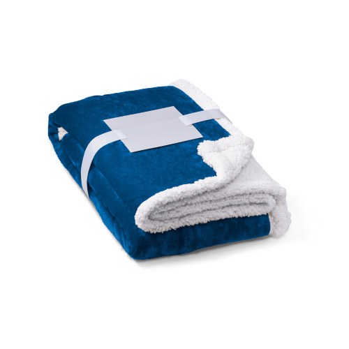 HEIDEN. Dwustronny polarowy koc (190 g/m²) z satynową wstążką i etykietą do personalizacji