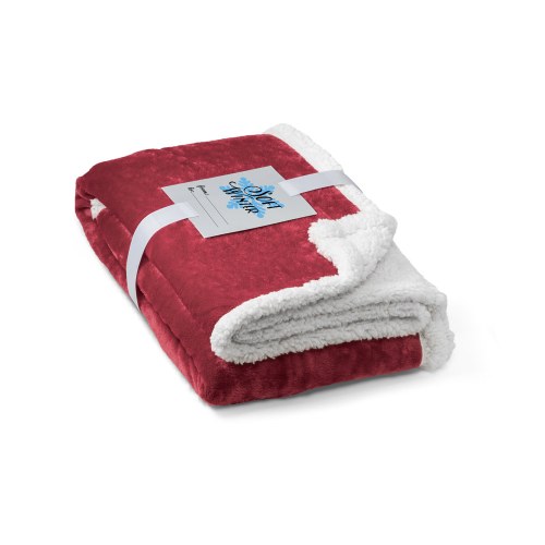 HEIDEN. Dwustronny polarowy koc (190 g/m²) z satynową wstążką i etykietą do personalizacji