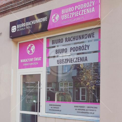 Oklejanie folią szronioną z nadrukiem