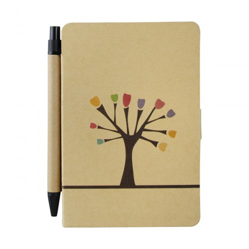 Notes 80x140/50k gładki Tree z długopisem, beżowy