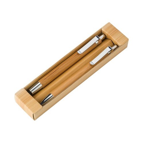 Bambusowy zestaw piśmienniczy, długopis touch pen i ołówek mechaniczny