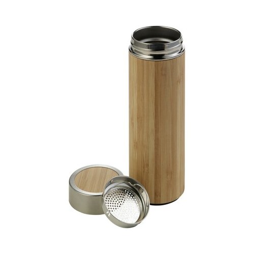 Bambusowy termos 420 ml, posiada sitko zatrzymujące fusy