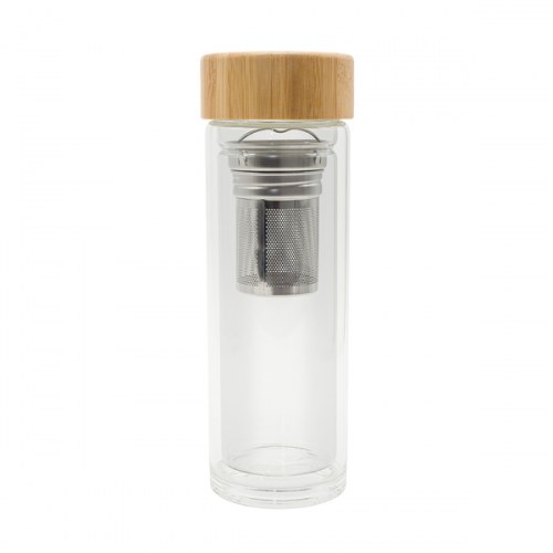 Dwuścienna butelka z zaparzaczem 400 ml Helen, transparentny