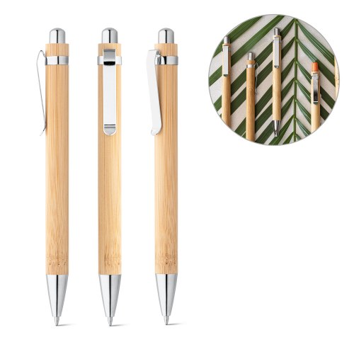 HERA. Bambusowy długopis z metalowym klipsem