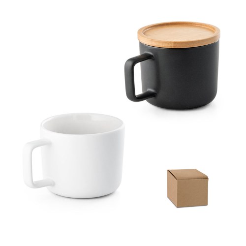 FANGIO. Kubek ceramiczny z bambusową podstawą i pokrywką 220 mL