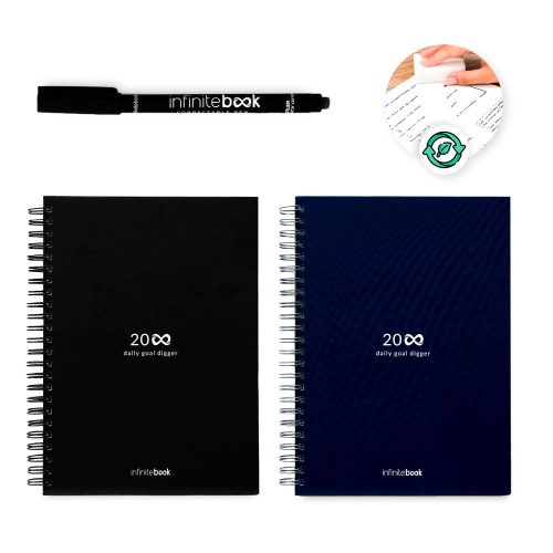 STARTER KIT INFINITE PLANNER A5. Zestaw zawiera „Infinite Diary”, zestaw do czyszczenia, marker i uchwyt na marker