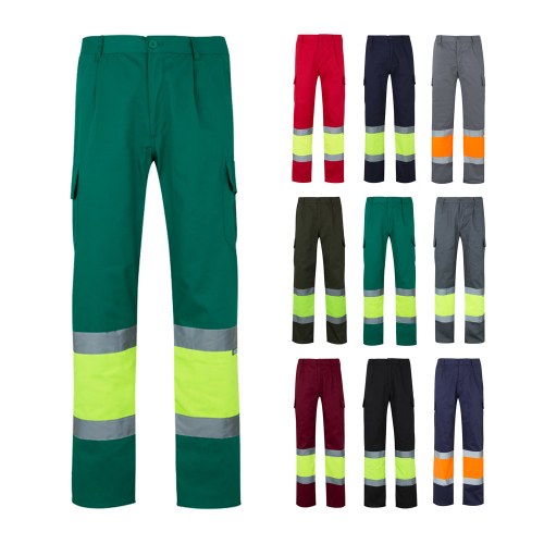 VL POSEIDON. Calças bicolor em sarja multibolsos (210g/m²), em algodão (20%) e poliéster (80%)