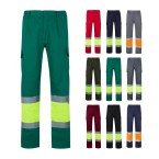 VL POSEIDON. Calças bicolor em sarja multibolsos (210g/m²), em algodão (20%) e poliéster (80%)