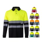VL VULCAN. Dwukolorowa koszulka polo w ptasie oczy (160 g/m²) z długimi rękawami, z poliestru (100%)