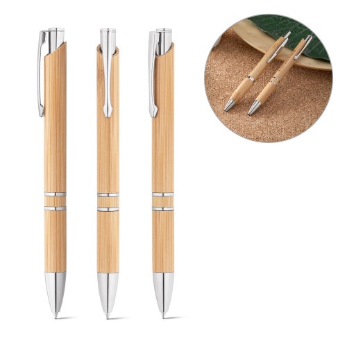 BETA BAMBOO. Bambusowy długopis z klipsem i metalowymi elementami