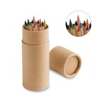 CYLINDER. Piórnik z 12 kolorowymi kredkami
