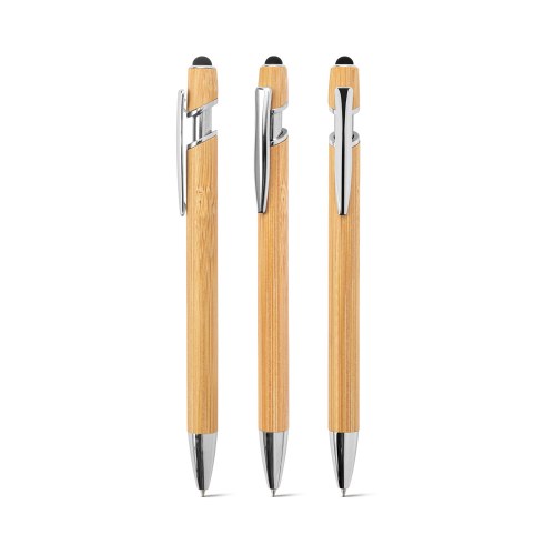 NEIL BAMBOO. Długopis bambusowy z chromowanymi detalami aluminiowymi