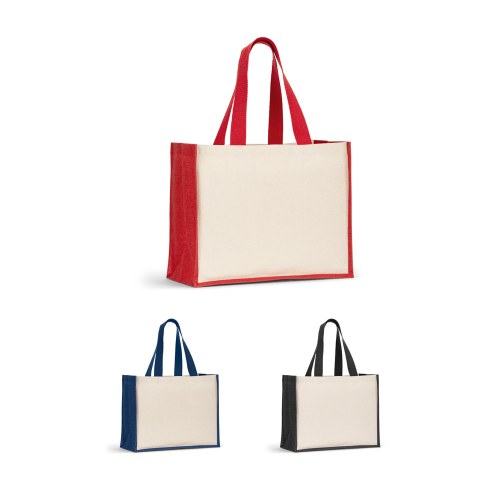 HELSINQUE COLOUR. Torba płócienna (320 g/m²), z dnem i bokami z laminowanej juty (350 g/m²) w kolorach