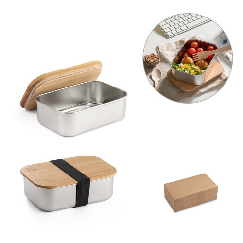 SHINO. Lunch Box. Pudełko na lunch ze stali nierdzewnej z bambusową pokrywką 800 ml