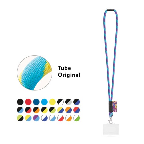 WATFORD. SET Lanyard TUBE Long (Ø 7 mm) z karabińczykiem 9 mm, zapięciem bezpieczeństwa Ø 7 mm i sztywnym uchwytem na identyfikator/kartę o wymiarach 91 x 68 mm
