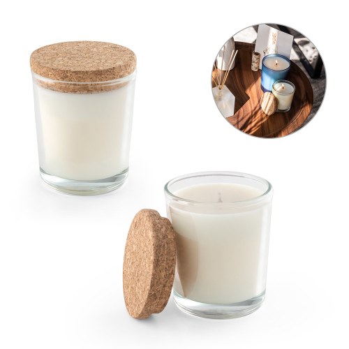 ZEN 80. Aromatyczna świeca w szklanym kubku z korkową pokrywką 80 g